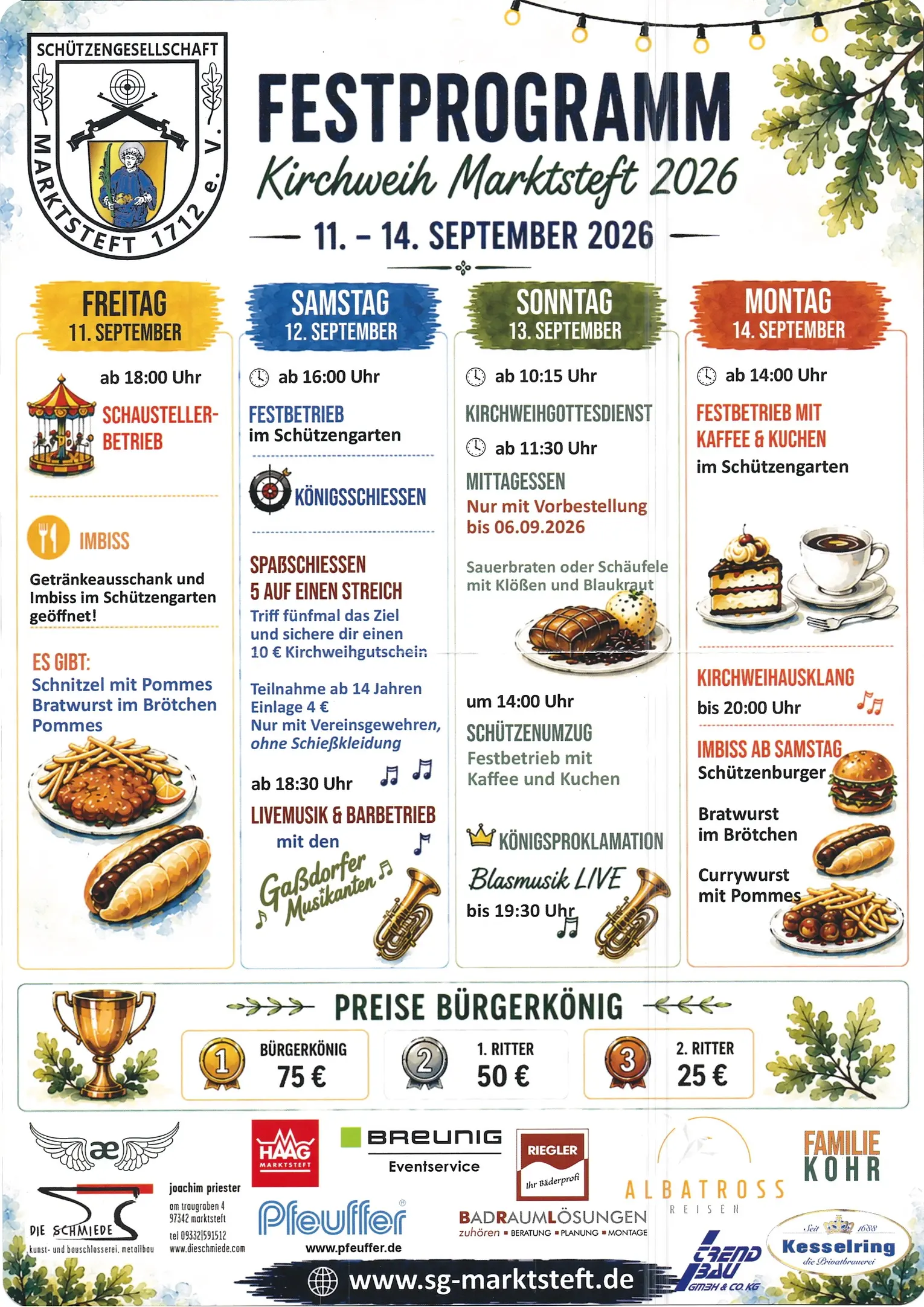Programm der Kirchweih Marktsteft Programm der Kirchweih Marktsteft
